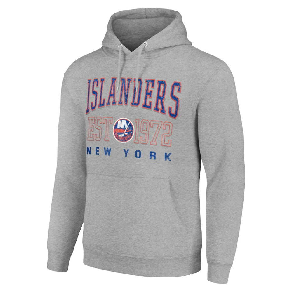 New York Islanders Starter Retro Graphic Pullover Hoodie - Heather Gray | US 201066219