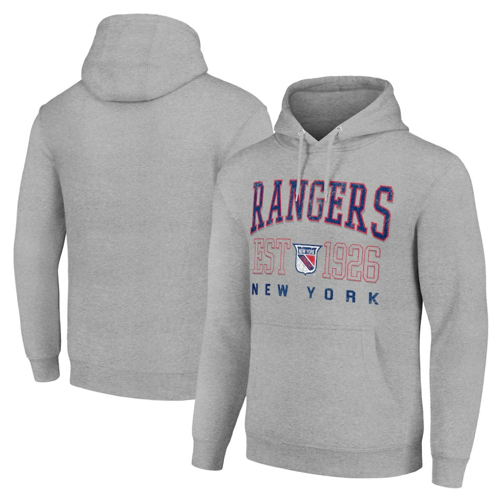 New York Rangers Starter Retro Graphic Pullover Hoodie - Heather Gray | US 201066220