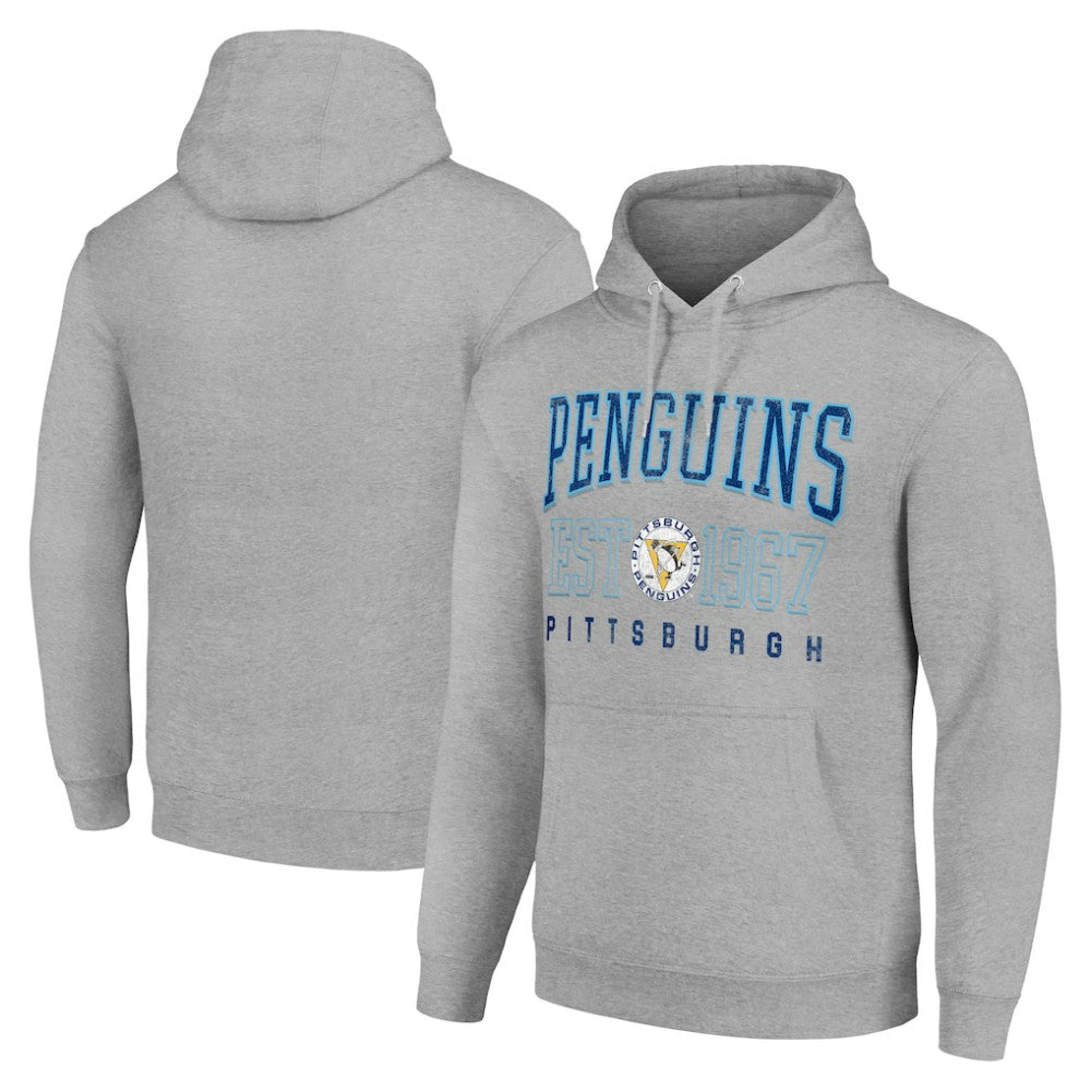 Pittsburgh Penguins Starter Retro Graphic Pullover Hoodie - Heather Gray | US 201066223