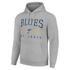 St. Louis Blues Starter Retro Graphic Pullover Hoodie - Heather Gray | US 201066224