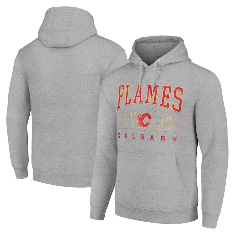 Calgary Flames Starter Retro Graphic Pullover Hoodie - Heather Gray | US 201066276