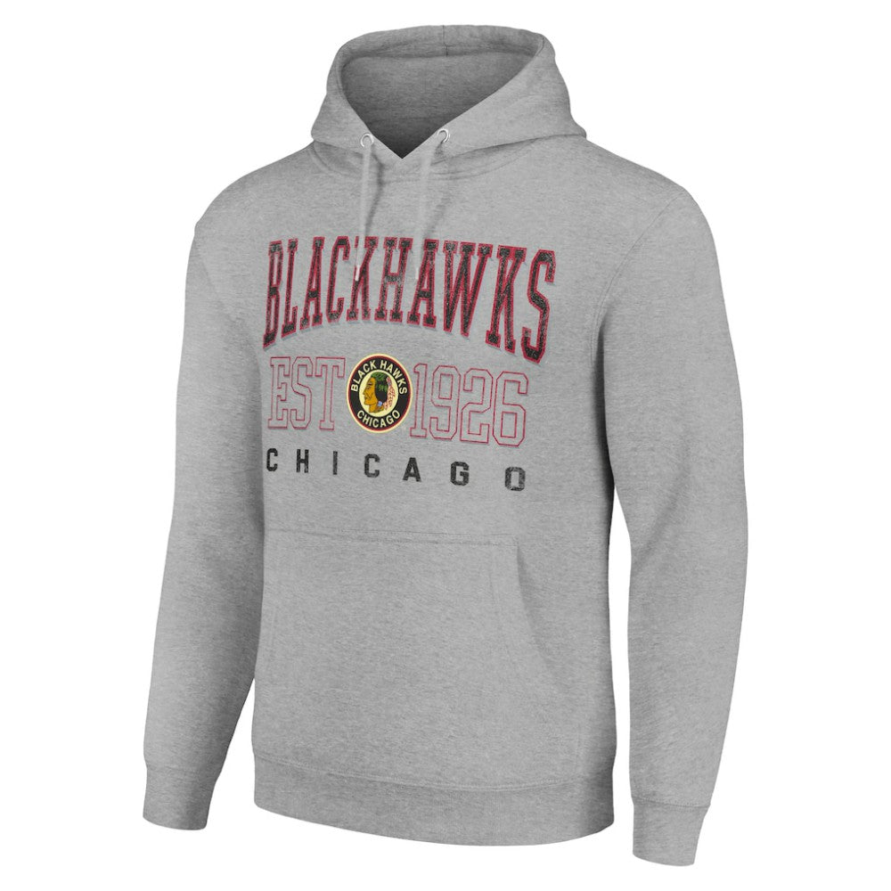 Chicago Blackhawks Starter Retro Graphic Pullover Hoodie - Heather Gray | US 201066278