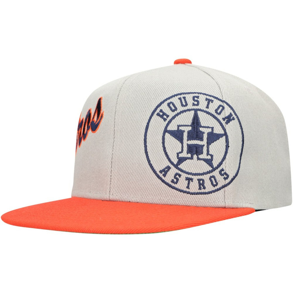 Houston Astros Mitchell & Ness Knock Out Panel Snapback Hat - Gray/Orange Hats