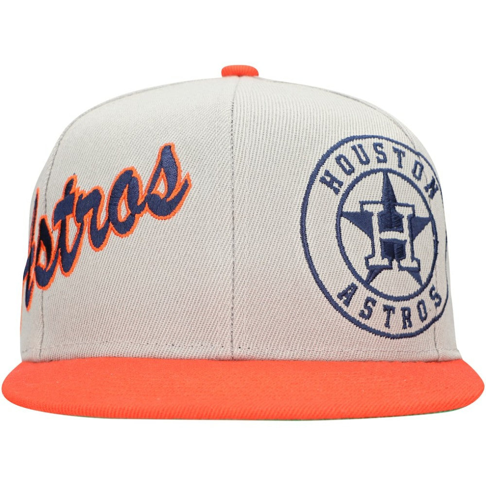 Houston Astros Mitchell & Ness Knock Out Panel Snapback Hat - Gray/Orange Hats