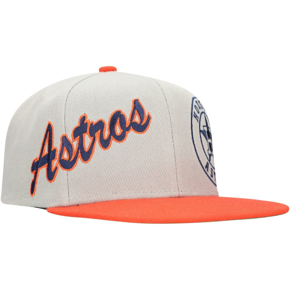 Houston Astros Mitchell & Ness Knock Out Panel Snapback Hat - Gray/Orange Hats