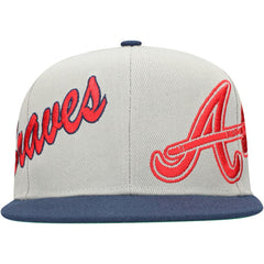 Atlanta Braves Mitchell & Ness Knock Out Panel Snapback Hat - Gray/Navy Hats