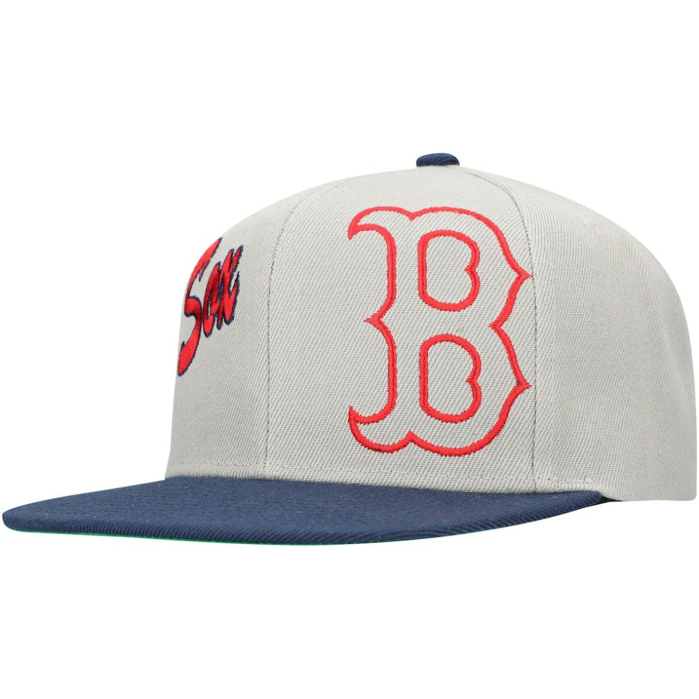 Boston Red Sox Mitchell & Ness Knock Out Panel Snapback Hat - Gray Hats