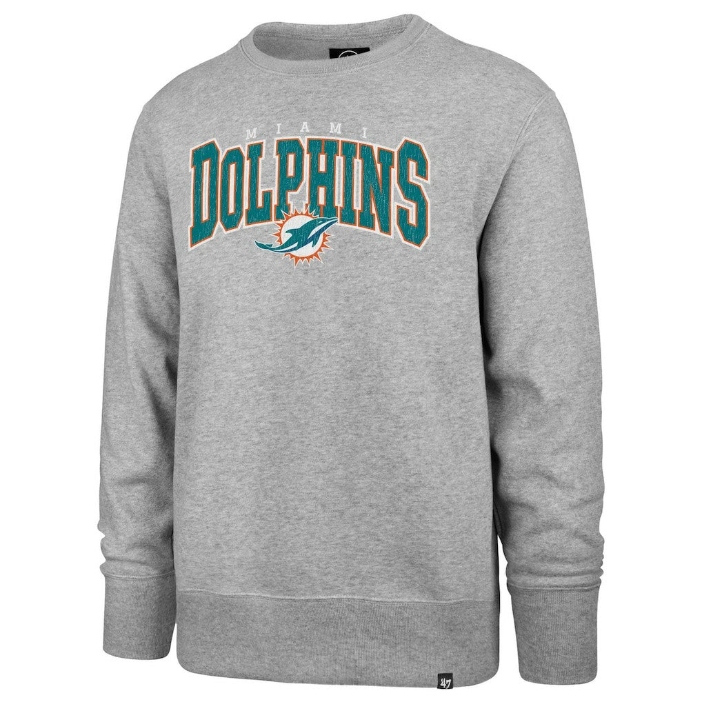 Miami Dolphins '47 Varsity Block Headline Pullover Sweatshirt - Gray Pullover