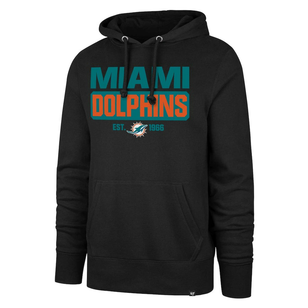 Miami Dolphins '47 Box Out Headline Pullover Hoodie - Black Hoodies