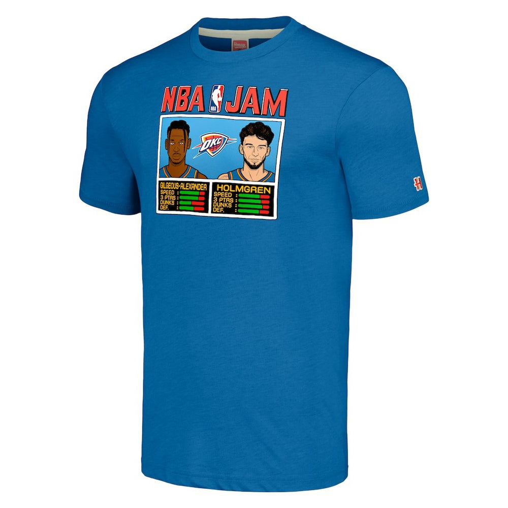 Shai Gilgeous-Alexander & Chet Holmgren Oklahoma City Thunder Homage Unisex NBA Jam Tri-Blend T-Shirt Blue