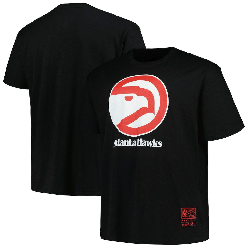 Atlanta Hawks Big & Tall Hardwood Classics Vintage Logo T-Shirt Black - Mitchell & Ness