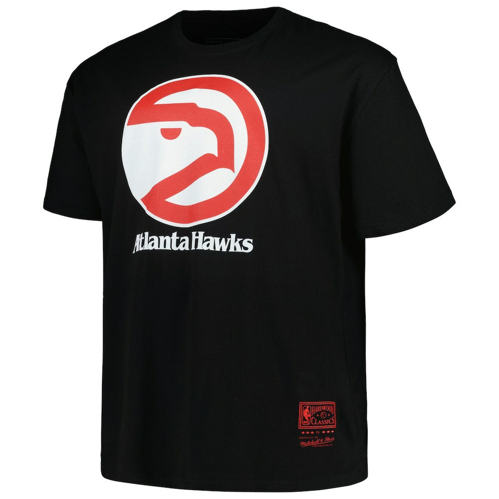 Atlanta Hawks Big & Tall Hardwood Classics Vintage Logo T-Shirt Black - Mitchell & Ness
