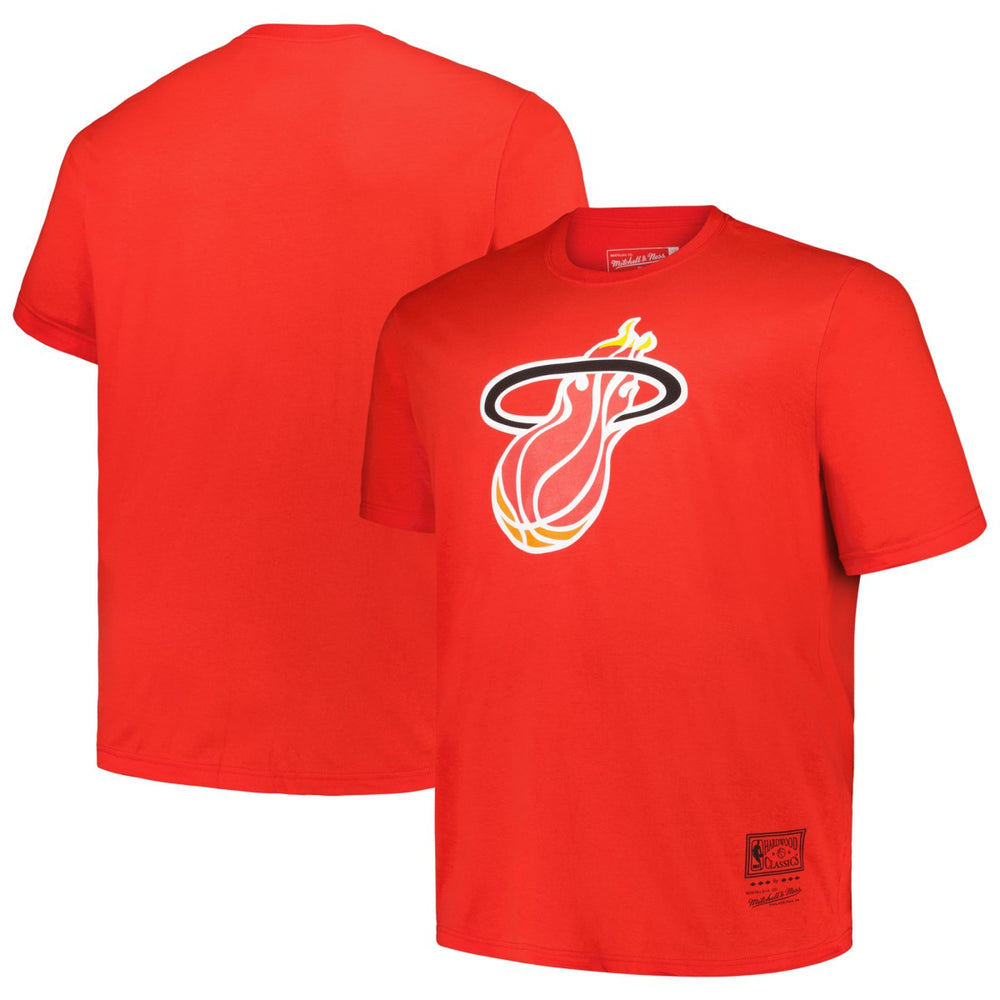 Miami Heat Big & Tall Hardwood Classics Vintage Logo T-Shirt Red - Mitchell & Ness