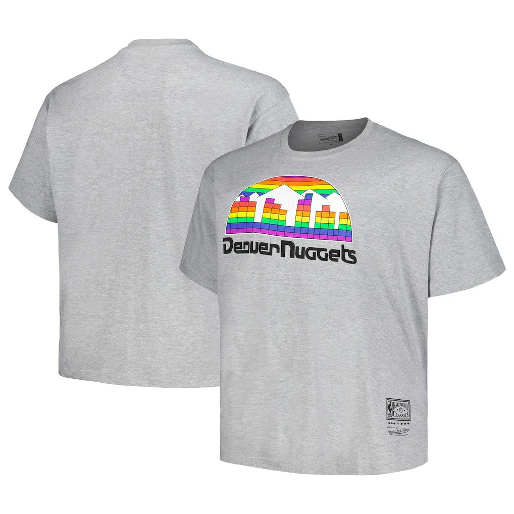 Denver Nuggets Big & Tall Hardwood Classics Vintage Logo T-Shirt Heather Gray - Mitchell & Ness