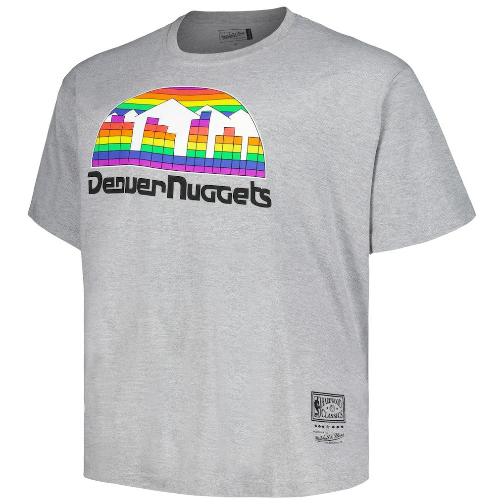 Denver Nuggets Big & Tall Hardwood Classics Vintage Logo T-Shirt Heather Gray - Mitchell & Ness