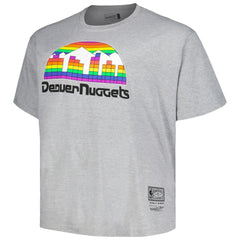 Denver Nuggets Big & Tall Hardwood Classics Vintage Logo T-Shirt Heather Gray - Mitchell & Ness