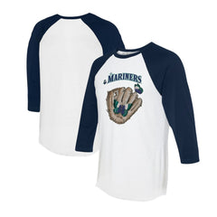Seattle Mariners Tiny Turnip Unisex Butterfly Glove 3/4-Sleeve Raglan T-Shirt - White/Navy T-shirts