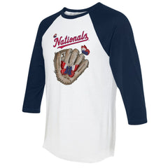 Washington Nationals Tiny Turnip Unisex Butterfly Glove 3/4-Sleeve Raglan T-Shirt - White/Navy T-shirts