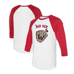 Boston Red Sox Tiny Turnip Unisex Butterfly Glove 3/4-Sleeve Raglan T-Shirt - White/Red T-shirts