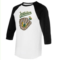 Athletics Tiny Turnip Unisex Butterfly Glove 3/4-Sleeve Raglan T-Shirt - White/Black T-shirts