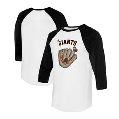 San Francisco Giants Tiny Turnip Unisex Butterfly Glove 3/4-Sleeve Raglan T-Shirt - White/Black T-shirts