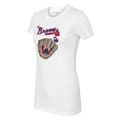 Atlanta Braves Tiny Turnip Women's Butterfly Glove T-Shirt - White T-shirts