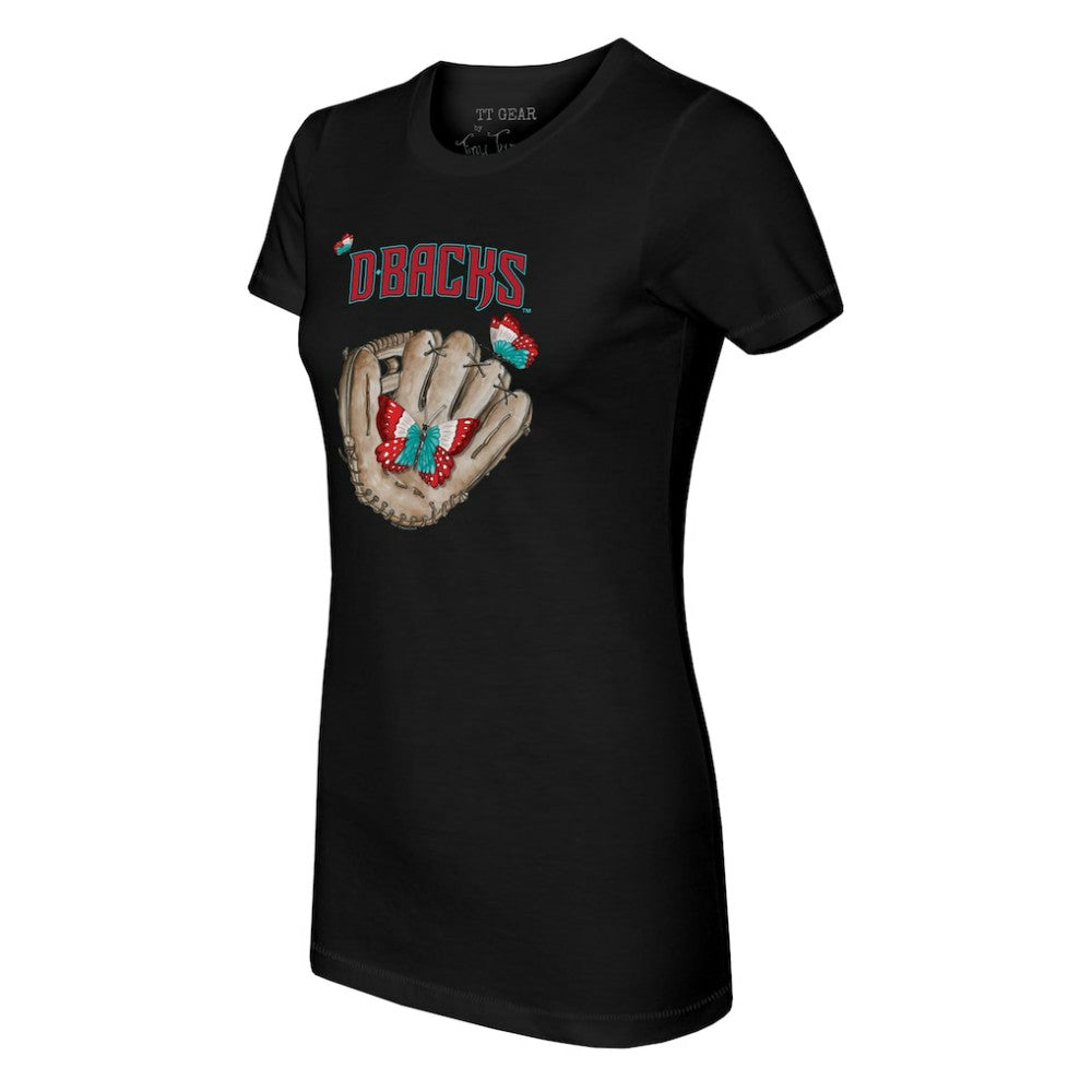 Arizona Diamondbacks Tiny Turnip Women's Butterfly Glove T-Shirt - Black T-shirts
