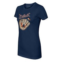Detroit Tigers Tiny Turnip Women's Butterfly Glove T-Shirt - Navy T-shirts