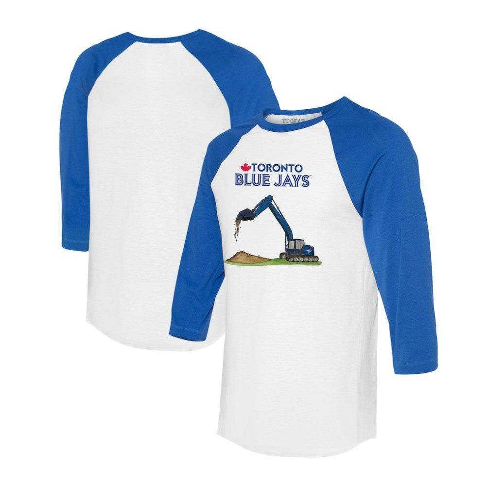 Toronto Blue Jays Tiny Turnip Unisex Excavator 3/4-Sleeve Raglan T-Shirt - White/Royal T-shirts