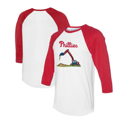 Philadelphia Phillies Tiny Turnip Unisex Excavator 3/4-Sleeve Raglan T-Shirt - White/Red T-shirts