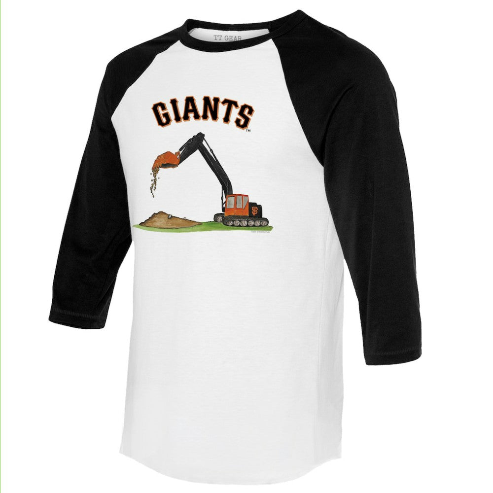 San Francisco Giants Tiny Turnip Unisex Excavator 3/4-Sleeve Raglan T-Shirt - White/Black T-shirts