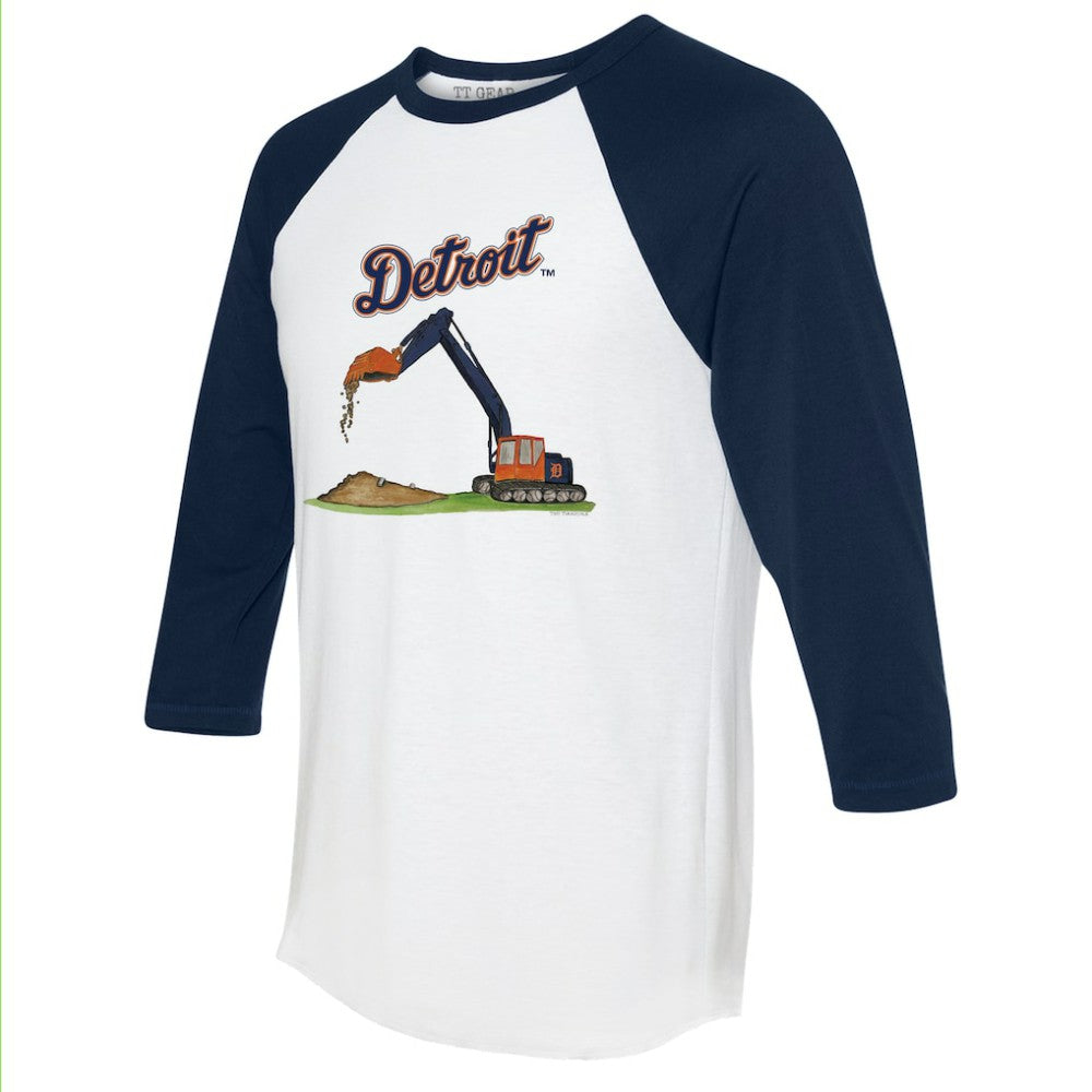 Detroit Tigers Tiny Turnip Unisex Excavator 3/4-Sleeve Raglan T-Shirt - White/Navy T-shirts
