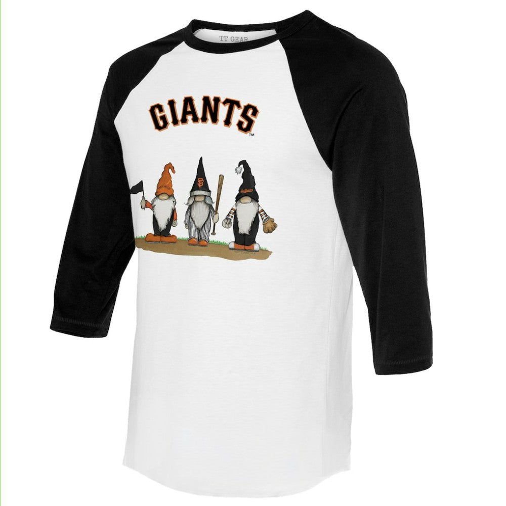 San Francisco Giants Tiny Turnip Unisex Gnomes 3/4-Sleeve Raglan T-Shirt - White/Black T-shirts