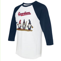 Cleveland Guardians Tiny Turnip Unisex Gnomes 3/4-Sleeve Raglan T-Shirt - White/Navy T-shirts