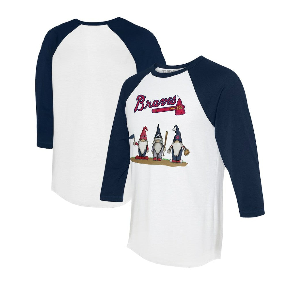 Atlanta Braves Tiny Turnip Unisex Gnomes 3/4-Sleeve Raglan T-Shirt - White/Navy T-shirts