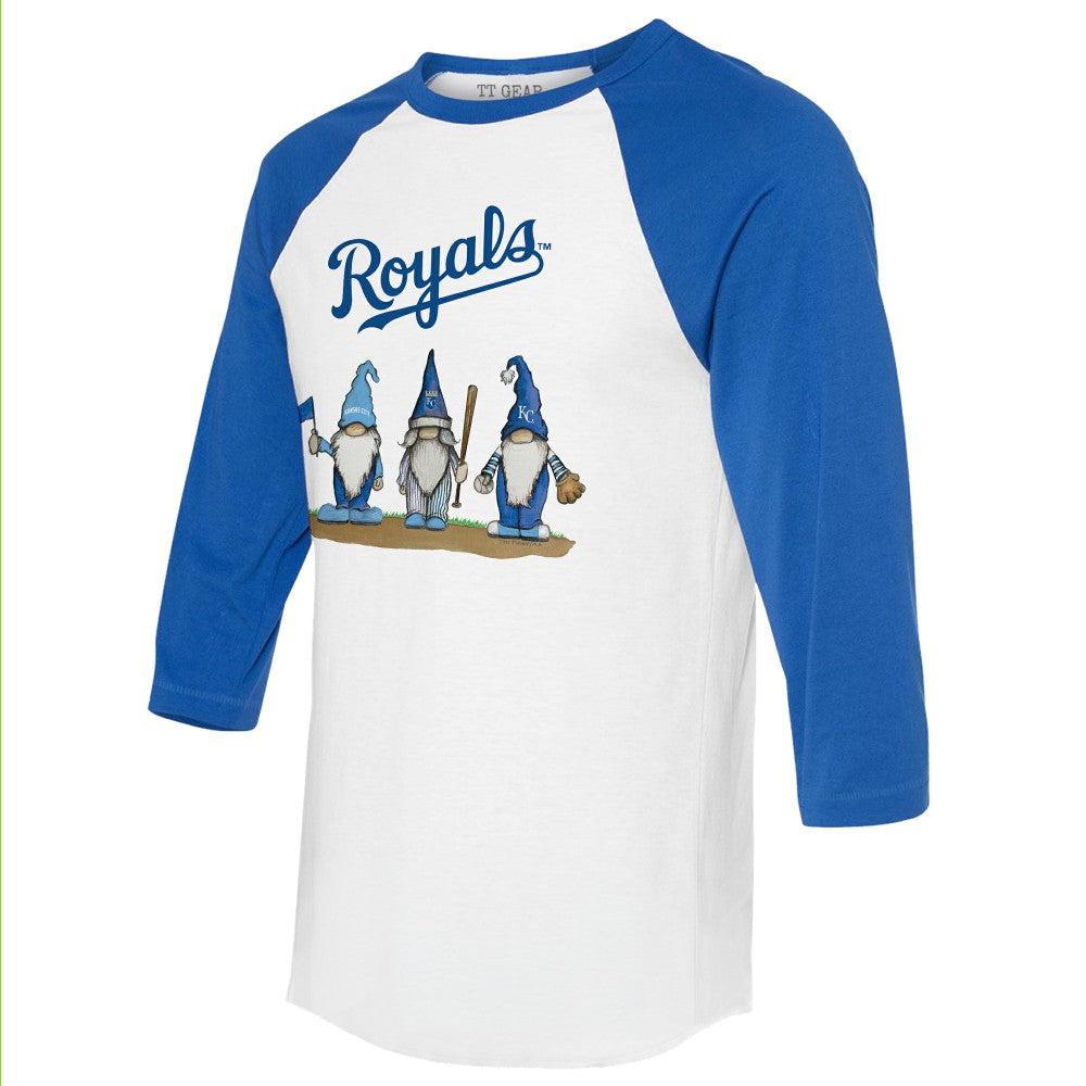 Kansas City Royals Tiny Turnip Unisex Gnomes 3/4-Sleeve Raglan T-Shirt - White/Royal T-shirts