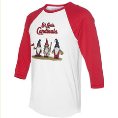 St. Louis Cardinals Tiny Turnip Unisex Gnomes 3/4-Sleeve Raglan T-Shirt - White/Red T-shirts