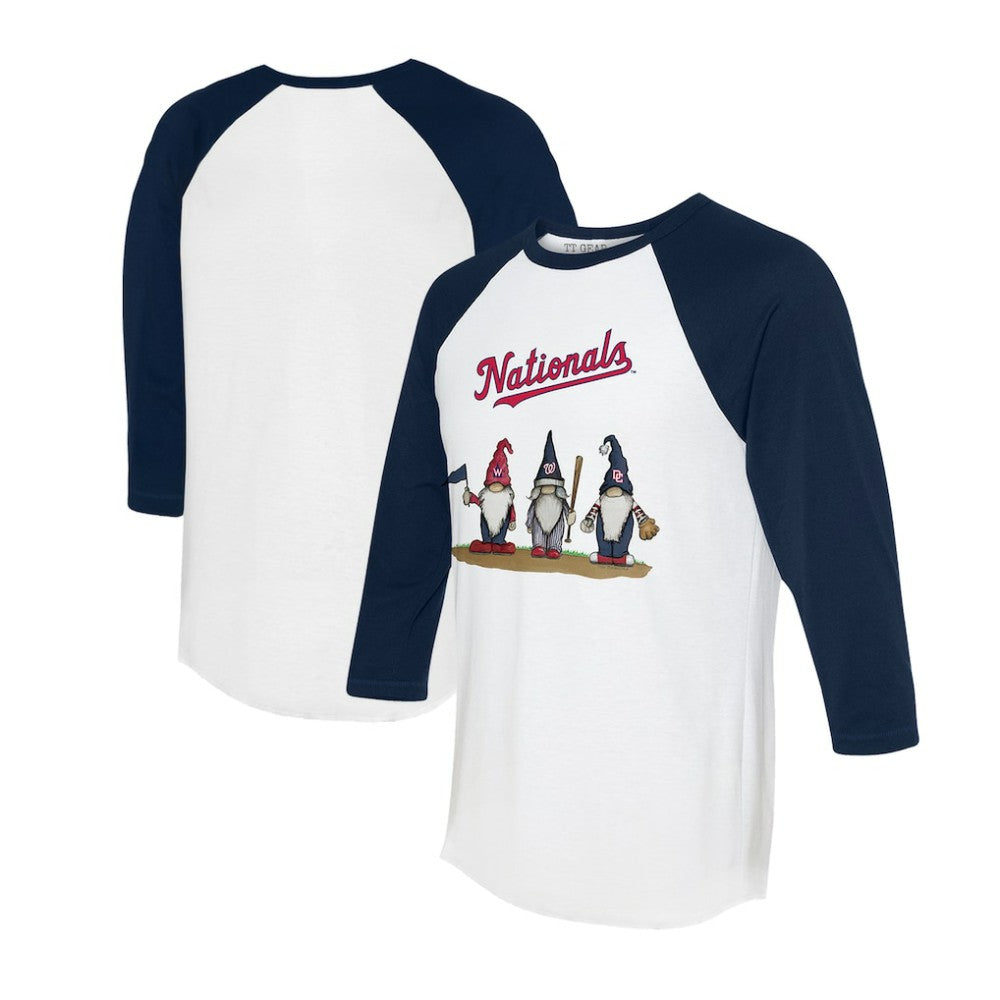 Washington Nationals Tiny Turnip Unisex Gnomes 3/4-Sleeve Raglan T-Shirt - White/Navy T-shirts