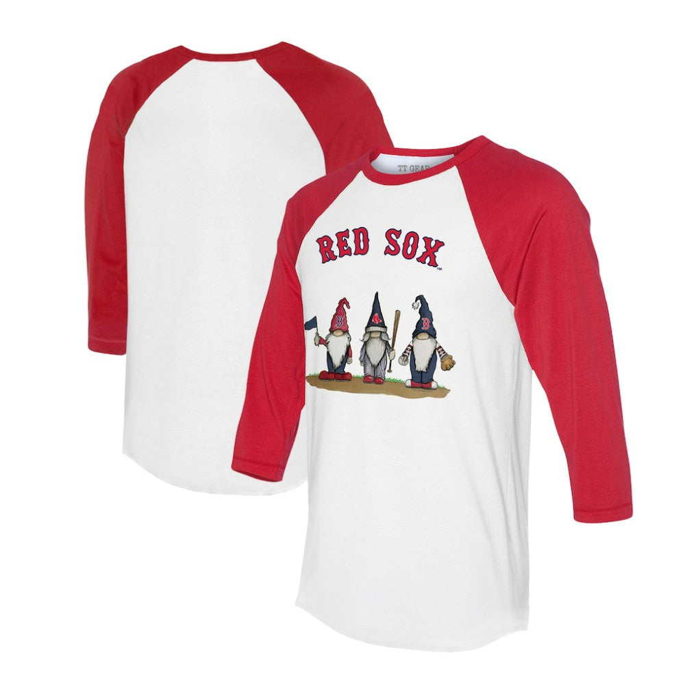 Boston Red Sox Tiny Turnip Unisex Gnomes 3/4-Sleeve Raglan T-Shirt - White/Red T-shirts