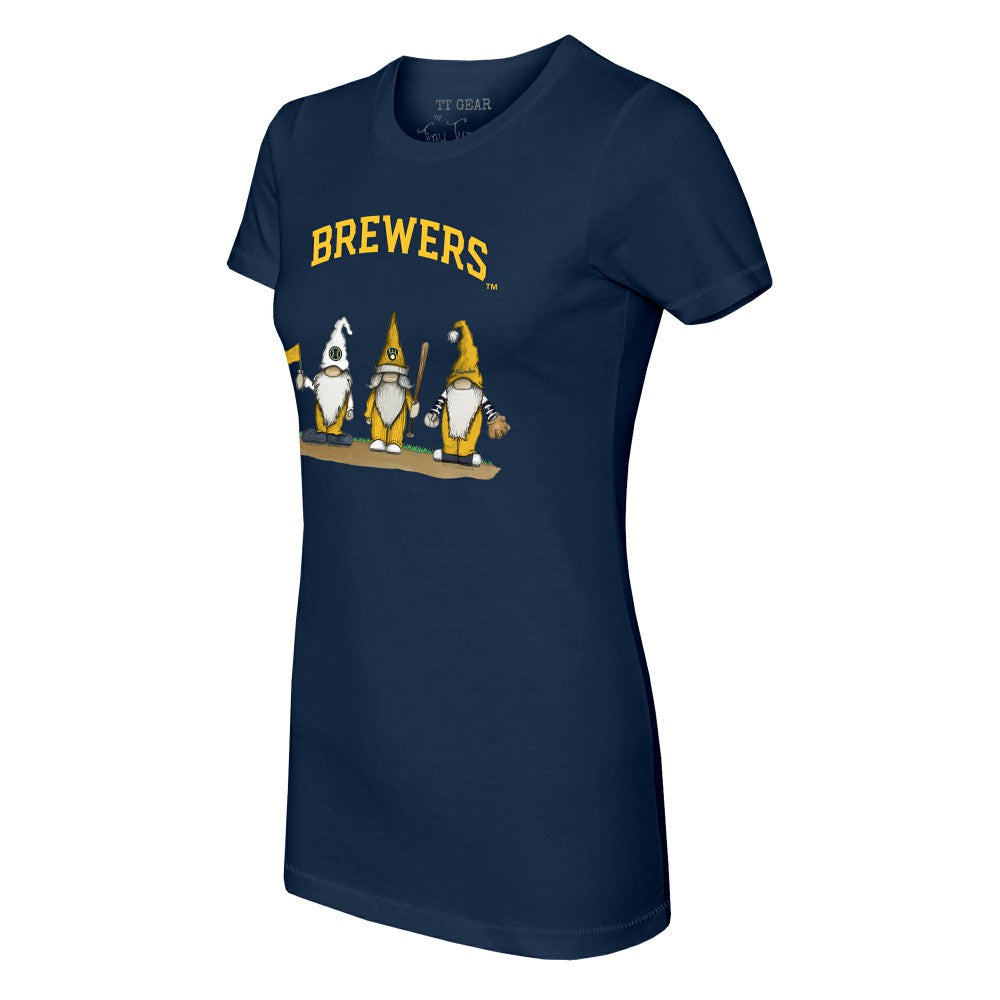 Milwaukee Brewers Tiny Turnip Women's Gnomes T-Shirt - Navy T-shirts