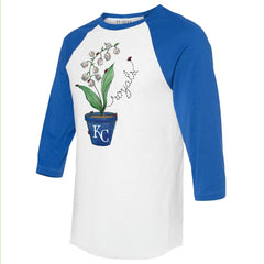 Kansas City Royals Tiny Turnip Unisex Lilies & Ladybugs 3/4-Sleeve Raglan T-Shirt - White/Royal T-shirts
