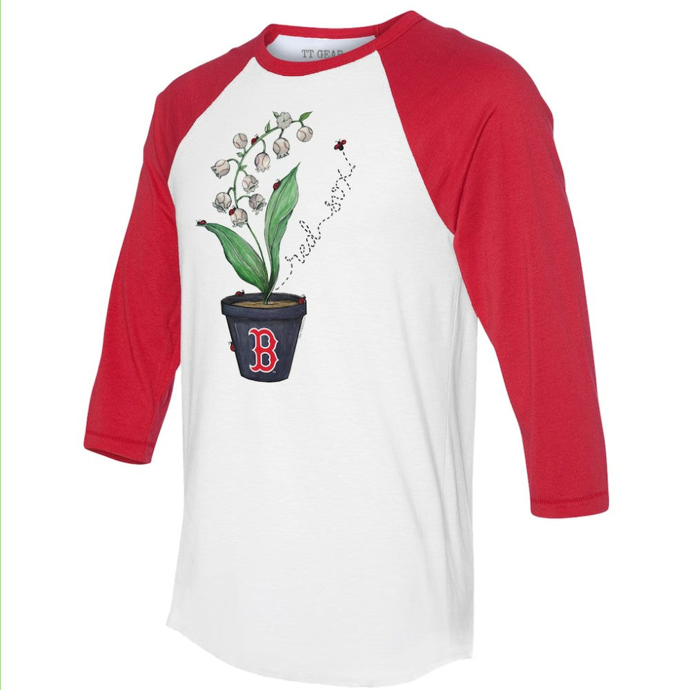 Boston Red Sox Tiny Turnip Unisex Lilies & Ladybugs 3/4-Sleeve Raglan T-Shirt - White/Red T-shirts
