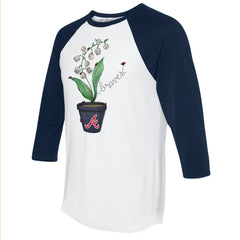Atlanta Braves Tiny Turnip Unisex Lilies & Ladybugs 3/4-Sleeve Raglan T-Shirt - White/Navy T-shirts