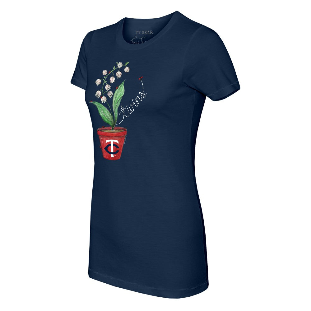 Minnesota Twins Tiny Turnip Women's Lilies & Ladybugs T-Shirt - Navy T-shirts