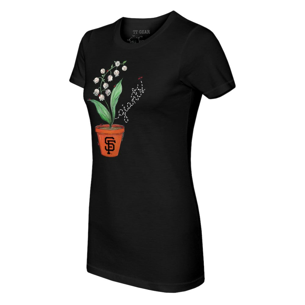 San Francisco Giants Tiny Turnip Women's Lilies & Ladybugs T-Shirt - Black T-shirts