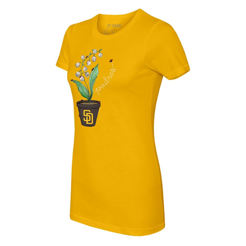 San Diego Padres Tiny Turnip Women's Lilies & Ladybugs T-Shirt - Gold T-shirts