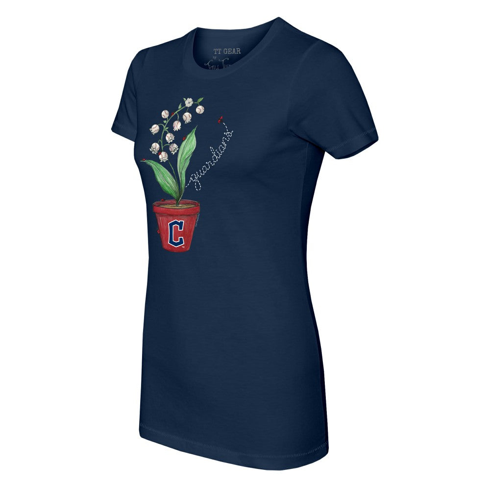 Cleveland Guardians Tiny Turnip Women's Lilies & Ladybugs T-Shirt - Navy T-shirts