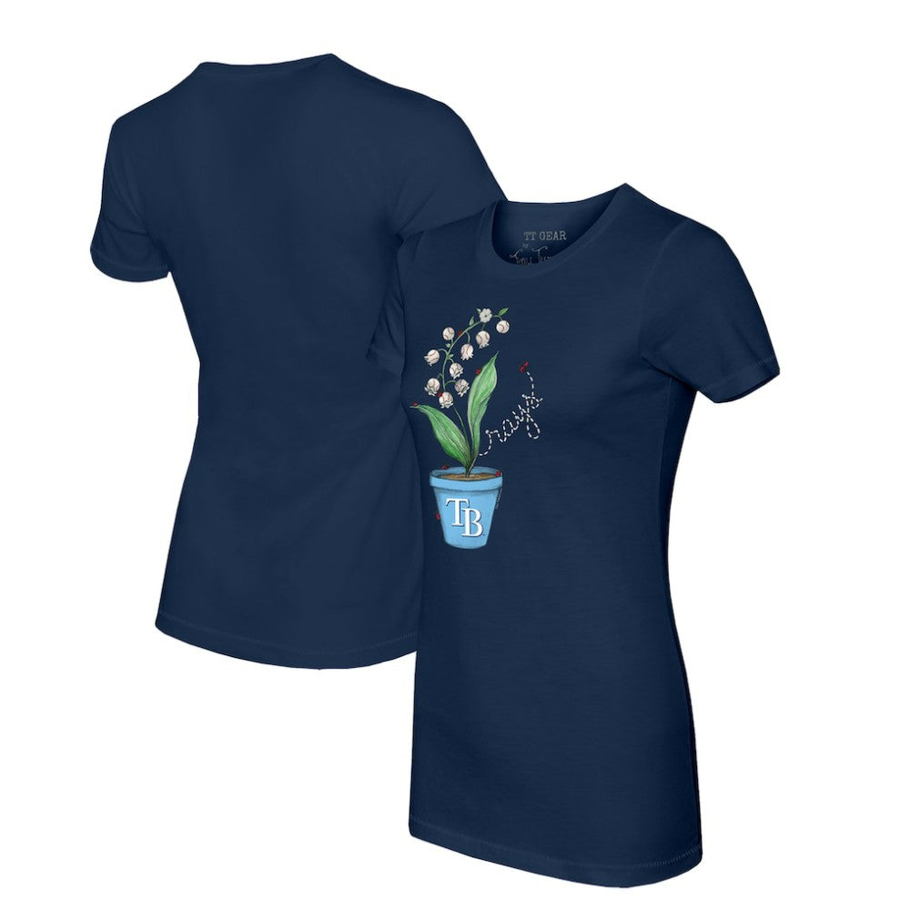 Tampa Bay Rays Tiny Turnip Women's Lilies & Ladybugs T-Shirt - Navy T-shirts