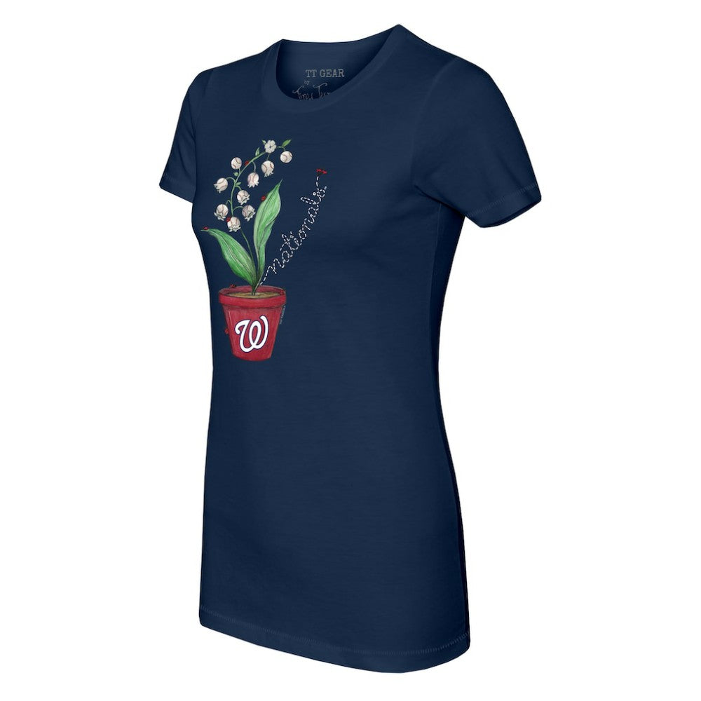 Washington Nationals Tiny Turnip Women's Lilies & Ladybugs T-Shirt - Navy T-shirts