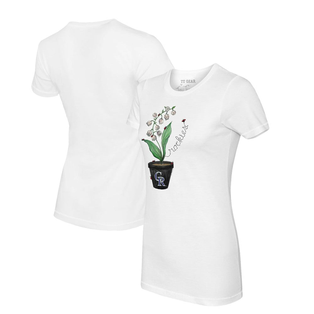 Colorado Rockies Tiny Turnip Women's Lilies & Ladybugs T-Shirt - White T-shirts